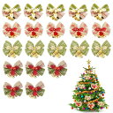 YANHUILAY クリスマス オーナメント 蝶結び【20個入】クリスマスツリー 飾り クリスマス 飾り かわいい クリスマスリボン 蝶結び ベル付き パーティ...