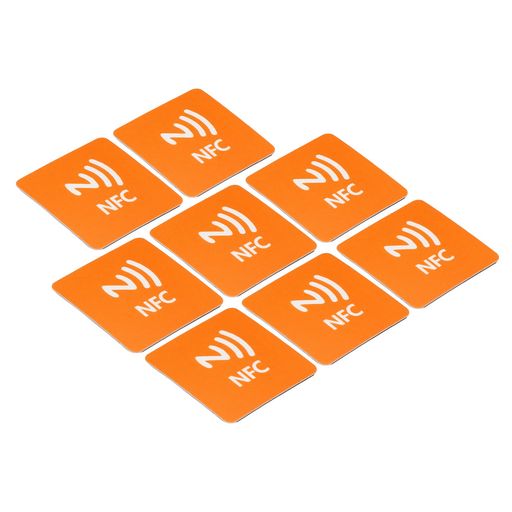 PATIKIL NFCステッカー 8個 NFC216 タグステッカー 888バイト メモリーフル プログラミング可能 スクエア NFCタグ 電話 NFC対応デバイス用 オレンジ