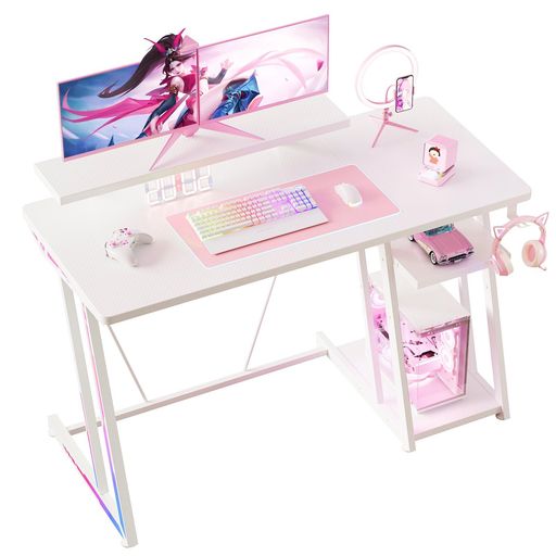 YETOM ゲーミングデスク PCデスク ゲームデスク 幅120CM GAMING DESK 机 PCデスク パソコンデスク炭素繊維天板 Z字脚 オフィスデスク ゲーミングデスク 収納ラック2段付き 台下区分収納対応 白い YETOM ゲーミングデスク PCデスク ゲームデスク 幅120CM GAMING DESK 机 PCデスク パソコンデスク炭素繊維天板 Z字脚 オフィスデスク ゲーミングデスク 収納ラック2段付き 台下区分収納対応 白い
