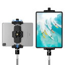 IPADと携帯電話の三脚マウントアダプター、ボールヘッド付き、三脚用ホルダー、360度回転可能なタブレットクランプマウントは、IPAD PRO 12.9、AIR MINI 3 4、GALAXY TAB、SURFACE PRO(2)