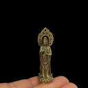ミニ仏像観音像観世音菩薩像真鍮製高さ6cm守り本尊祈る厄除け(3)