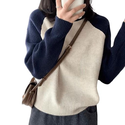 [VINCENT HOUSE] セーター 切り替え レディース ニット トップス ゆったり 大きめ 長袖 柔らかい 可愛い おしゃれ 着痩せ 無地 通勤 カジュアル 秋冬