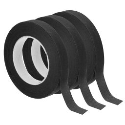 PATIKIL フローラルテープ 1/2”X 30ヤード ブーケ 茎巻きに使用する3個入り 花束包装用粘着テープ 黒
