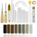 【LUYING】革工具セット 手縫い 裁縫工具 手作り DIY 針 29点セット 8色蝋引き糸 皮革工具 針 手作り 革用 レザー 紐 綿糸 革縫い針 皮革工具