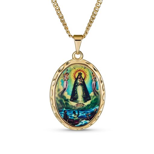 [BLING JEWELRY] 女性やティーンエイジャー向けの 大きな楕円形の宗教メダルメダリオン 聖母マリアの写真が刻まれたネックレスで イエローゴールドプレート仕上げです 