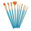 SHULLIN 10本セットナイロンの毛画筆 ペイントブラシ 画材筆 多用途面相筆 水彩筆 人工毛絵筆 油絵筆 アクリル絵の具 筆 絵の具 油絵 水彩画用(ブル...