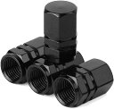 4個セット ブラックタイヤエアバルブキャップ タイヤステムバルブキャップホイールバルブカバー アルミ合金 車の防塵 六角形 車 バイク ホイール ドレスアップ ...