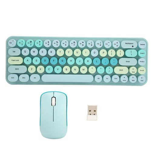 ワイヤレスキーボードとマウスのコンボ、人間工学に基づいたフルサイズタイプライターキーボード、ワイヤレスマウス付き、ホームオフィス用コンピュータキーボードとマウスセット (青の混合色) ワイヤレスキーボードとマウスのコンボ、人間工学に基づいたフルサイズタイプライターキーボード、ワイヤレスマウス付き、ホームオフィス用コンピュータキーボードとマウスセット (青の混合色)