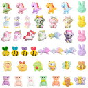 SUNNYCLUE 1セット100個10種 アクリルカボション カボション 熊 蜂 うさぎ チャーム 犬 兎 鹿 樹脂製 レジンカボション ヘアピンパーツ ブロ...