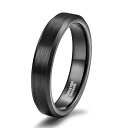 メンズ タングステン ペアリング 平打ち 幅4MM 婚約指輪 ヘアライン加工 二色(ブラック9)