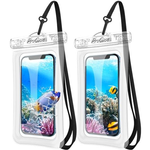 ProCase[2点]スマホ防水ケース、[フロート式]ドライバッグIPX8認定完全保護密封、水中撮影お風呂温泉釣り海に適用最大7.0インチ対応:iPhone1615141312MiniProMaxHuawei