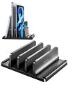 VAYDEERノートパソコンスタンド 縦置きノートPC スタンド 3台収納 ホルダー幅調整可能 ABS樹脂製 FOR タブレット/IPAD/SURFACE/MACBOOK PRO AIR 縦置き用 -ブラック(2)