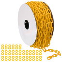 PATIKILプラスチックチェーンクラウドコントロール用150フィート安全バリアチェーン1/4”(6mm)イエロープラスチックチェーンリンク列線駐車場フェンスゲートコンサートおよび装飾用