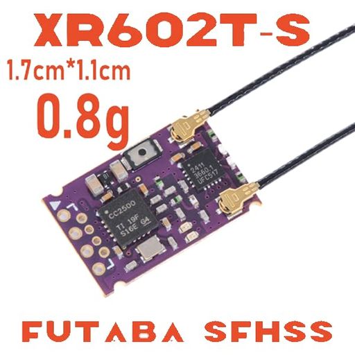 P.D MXO-RC CROSSOVER XR602T-S FUTABA S-FHSS 8CH FPV ドローン 空用レシーバー「SBUS/FPORT/RSSI/FULL-RANGE/D-ANT」フタバ互換受信機