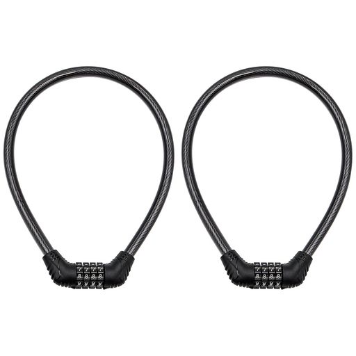 NUZAMAS 自転車コンビネーションチェーンロックケーブル 2個パック 550MM 4桁番号 リセット可能コンビネーションバイクパスワードロック 自転車チェーンロック 自転車アウトドア用