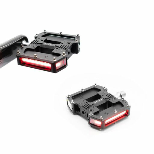 REDSHIFT ARCLIGHT PRO FLAT BICYCLE PEDALS WITH LED LIGHTS AUTO ON-OFF 36 HR BATTERY USB RECHARGEABLE WEATHERPROOF FLAT