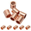 PATIKIL1/4”/6MMワイヤーロープストップスリーブ6個入り銅製クリンピングループスリーブエンドワイヤーロープケーブルフェルール用金色トーン