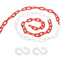 PATIKIL13Ftプラスチックチェーンバリアドライブウェイエレベーター駐車場でクラウドコントロール用安全リンクチェーンレッドホワイト