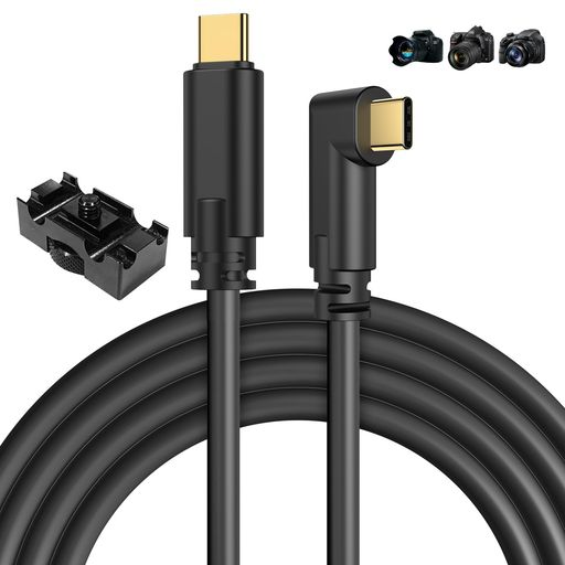 【2024新登場】USB-C ケーブル 5M L字型 USB-C TO C テザー撮影ケーブル カメラ接続用 USB3.0データ転送 LIGHTROOM対応 充電しながら撮影できる