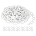 PATIKILプラスチックチェーンリンク50フィートの安全チェーン白色0.31”/8mmの高さプラスチックチェーン白色のプラスチックフック12個付きのバリア用
