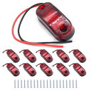 10個のNUZAMASサイドマーカーLEDライトのセット、12V / 24V、IP65防水、ABSプラスチック製、2X LED、位置インジケーター、フロントリアLEDライト、赤、トラック用スーツ、ボート、トレーラー、バン、キャラバン