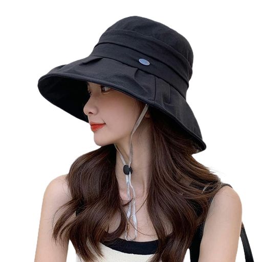 [YALIHAY] UVカット 帽子 レディース サンバイザー つば広 おしゃれ 小顔効果 女優帽 折りたたみ あご紐付き サイズ調整可能 日焼け防止 ハット コットン素材 吸汗速乾 蒸れない 散歩 旅行 通勤 紫外線対策