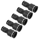 PATIKIL 12MMー8MM エアライン継手 5個入 ストレート ニューマチック クイック連接継手 ブラック(4)