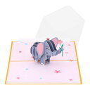 PATIKILご挨拶ティングカード象サンキューカード誕生日カード封筒と空白メモカード3D女性友達記念日バレンタインデー金色