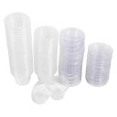 ASIXX 使い捨て ソースカップ 業務用 50個入り プラスチック 蓋付き マヨネーズ 調味料小分けカップ 使い捨てカップ ミニ 半透明 クリア