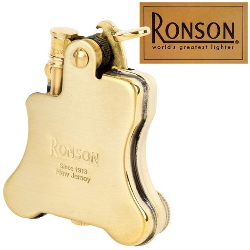 RONSON ロンソン オイルライター バンジョー ロゴステッカー付き 日本製 サテン仕上げ ブラス