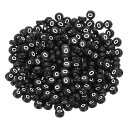 PATIKILラウンドレタービーズ300個レターOアクリルアルファベットビーズ黒ビーズホワイトレター宝石メイキングブレスレットメイキングネックレスDIYホワイト