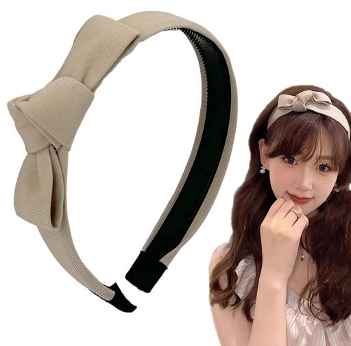 DOYIME カチューシャ ヘアアクセサリー リボン本 髪飾り 髪留め 髪を固定する ヘアバンドおしゃれ 大人 レディース シンプル 女の子 レディー 無地 カーキ色