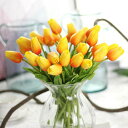 造花 枯れない花 チューリップ 造花 インテリア ギフト 大切な人へ感謝の気持ちを伝える 花束 インテリア造花 アートフラワー 20本 オレンジ 家、事務所、店...