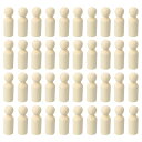 PATIKIL2.56”高さ木製ペグ人形52個の木製ペグ人形パパ未塗装ボディ自然木製フィギュアペイントDIY手芸アート落書き