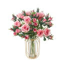 造花 バラ 薔薇 花束 4本 ロマンチック 母の日ギフト シルク造花 リビングルーム ダイニングテーブル 飾り花 インテリア装飾 装飾置物 枯れない花 写真撮影 お祝い プレゼント (ピンク 4本)
