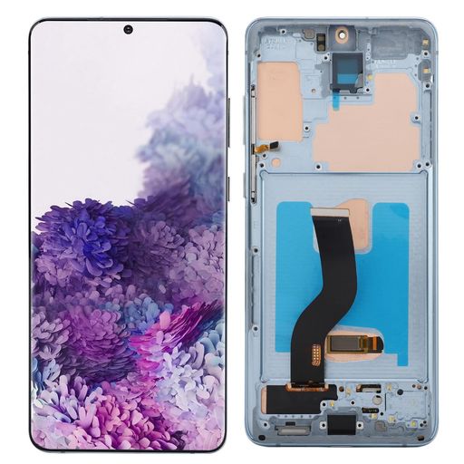 GALAXY S20 PLUS 5G SM G986B 電話スクリーン交換用、6.7インチ LCD タッチデジタイザーディスプレイアセンブリ、指紋&フレーム付き、携帯電話スクリーン交換修理セット (青)
