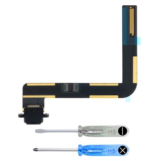 MMOBIEL 交換用DOCKコネクタ充電ポートソケット に対応 IPAD 7 2019 / IPAD 8 2020 - 充電ポートフレックスケーブル - ヘッドホンポート/マイク/アンテナ交換用 - (英語版のみ スクリュードライバーを含む グレー
