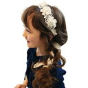 DFsuccesパール花飾りヘアバンドカチューシャ花かんむりヘアアクセサリーレース髪飾りおしゃれフォーマルダンス衣装(白)