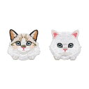 SSYSSY 刺繍 ワッペン アイロン接着両用タイプ 动物 猫 2個入 手芸 DIY用品 (A004)