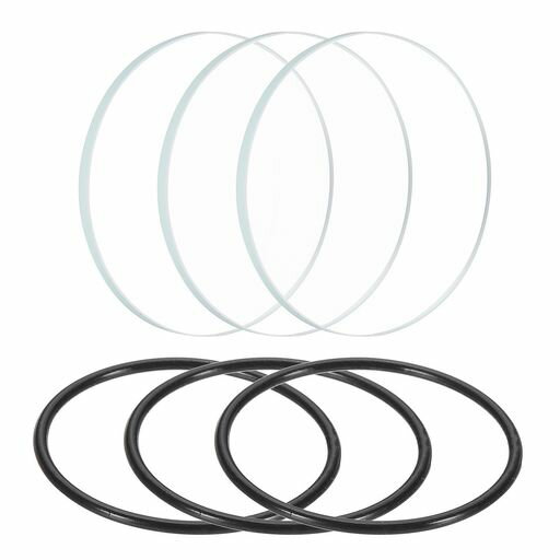 PATIKIL1.4”直径LEDレンズ3セットの磨かれたエッジのフラッシュライト交換用パーツガラスレンズライトソースレンズ交換用のシリコンリング付き透明