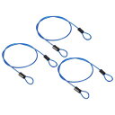 PATIKIL 安全ケーブル スチールワイヤロープ 荷物ロックワイヤー 2.5MM X 0.5M 3本 コーティング ダブルループ付き クリアブルー