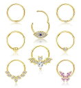 オラジオ【8点セット】 ボディピアス 軟骨ピアス 耳 鼻 リング ピアス 16G ジルコニア 可愛い 蝶々 ピアス サージカルステンレス 金属アレルギー対応 (...