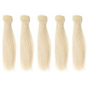 PATIKIL15CMドール用ウィッグ5個セット高温シルク製ストレートウィッグドール用ヘアメイキングキットDIYハンドメイド用アクセサリーライトグレー-ホワイト