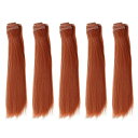 PATIKIL15CMドール用ウィッグ5個セット高温シルクストレートウィッグヘアエクステンションアクセサリードールヘアメイキングキットDIY手作りレッド茶色