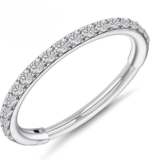 [ORAZIO] ボディピアス 鼻 ピアス 16G 18G 20G 軟骨ピアス 鼻 リング 耳 鼻 唇 ノストリル 軟骨 ピアス ジルコニア おしゃれ チタン ピアス 金属アレルギー対応 6MM 8MM 10MM (シルバー-18G/8MM)