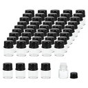 PATIKIL 1ML エッセンシャルオイルボトル 50個 透明なガラス瓶 オリフィスレデューサ付き サンプルバイアル ネジキャップ 保存バイアル容器 スタイル2 ブラック(3)