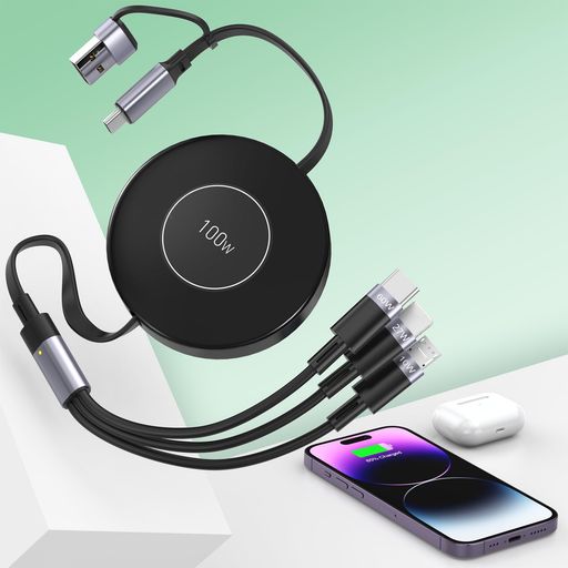 【100W 2024新設計】3IN2 巻き取り式充電ケーブル 1.2M 3A急速充電 USB同期 高速データ転送 USB TYPE C ケーブル IPHONE 充電ケーブル MICRO USBケーブル 5つの長さ調節可能IPHONE 【100W 2024新設計】3IN2 巻き取り式充電ケーブル 1.2M 3A急速充電 USB同期 高速データ転送 USB TYPE C ケーブル IPHONE 充電ケーブル MICRO USBケーブル 5つの長さ調節可能IPHONE