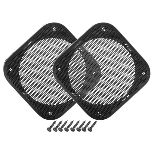 ACROPIX ユニバーサル4”カースピーカーグリルカバーメッシュスクエア4”オーディオスピーカーサブウーファーガードプロテクターケースマウントネジ付きABSブラッ ク-2個セット