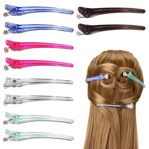 PAVIKEヘアクリップヘアピン【10本セット】ダッカールプロ用跡がつかないヘアクリップ跡を残さないメイクアップヘアクリップ、美容師専用ヘアークリップアクセサリー
