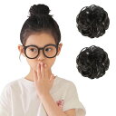 FESHFENお団子ウィッグシュシュ2個入りカールおだんごつけ毛キッズシニヨン七五三浴衣髪飾り和装着物カールお団子子供用ポイントウィッグ部分ウィッグ総手植えシュシュ日常可愛い装着…
